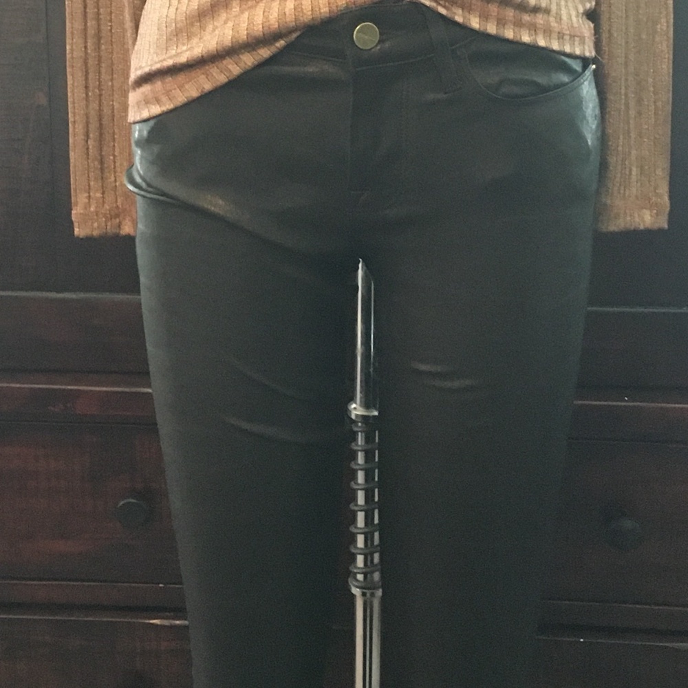 Black Stretch Leather Pants